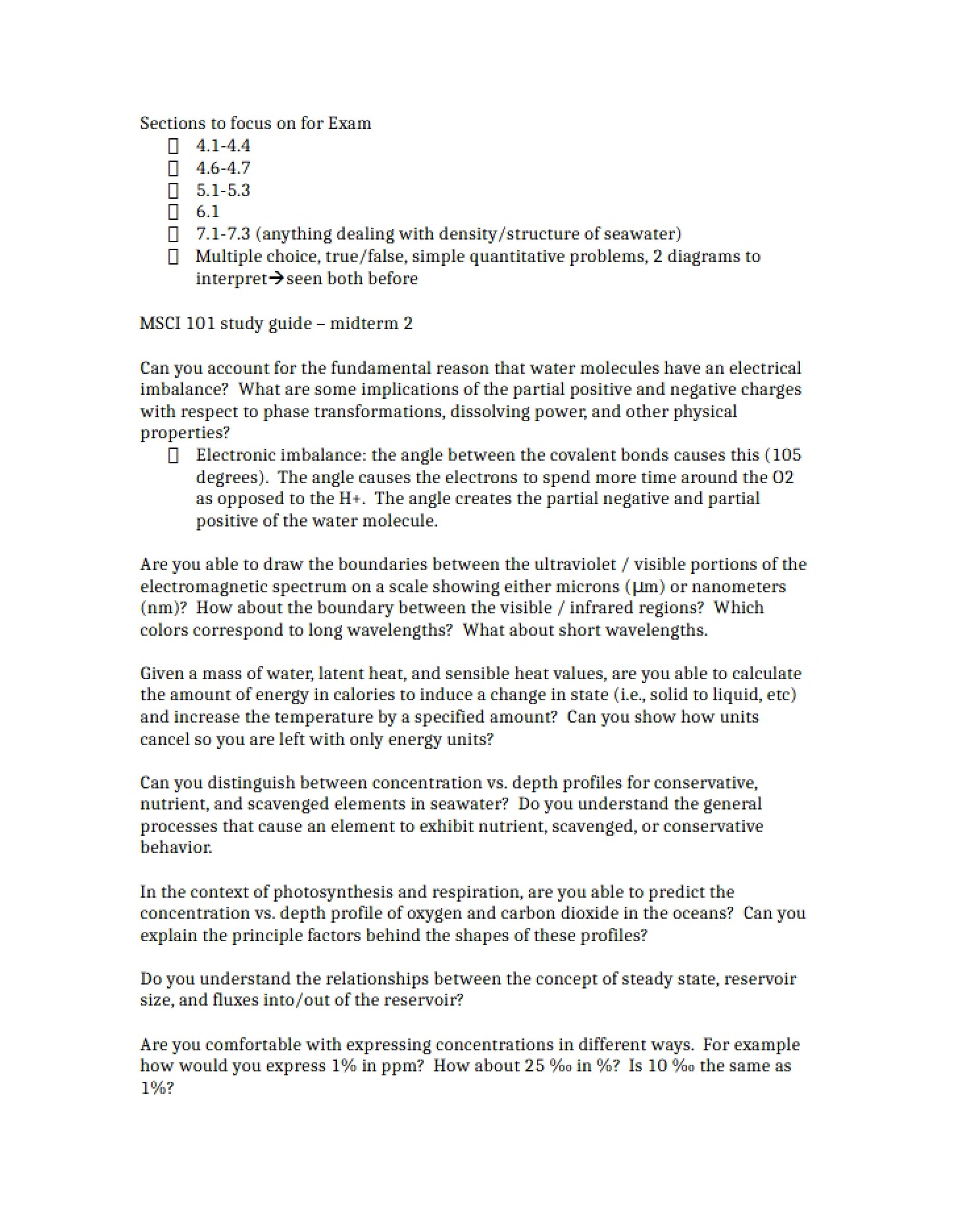 Review for Exam 2