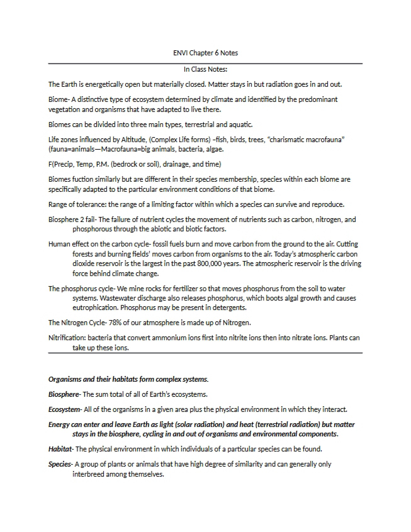 Environmental Science Chapter Six