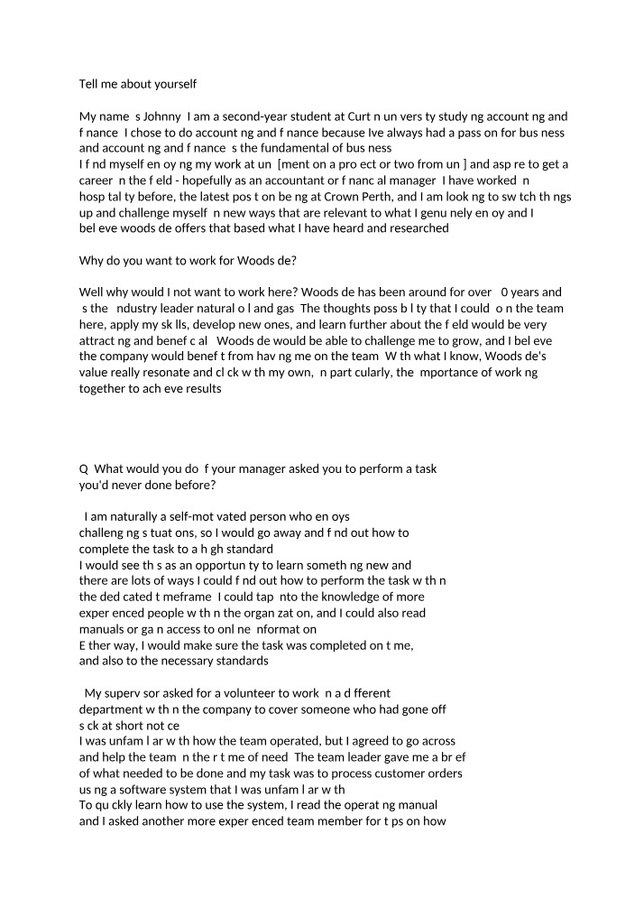 Interview Questions - Tell Me About Yourself
