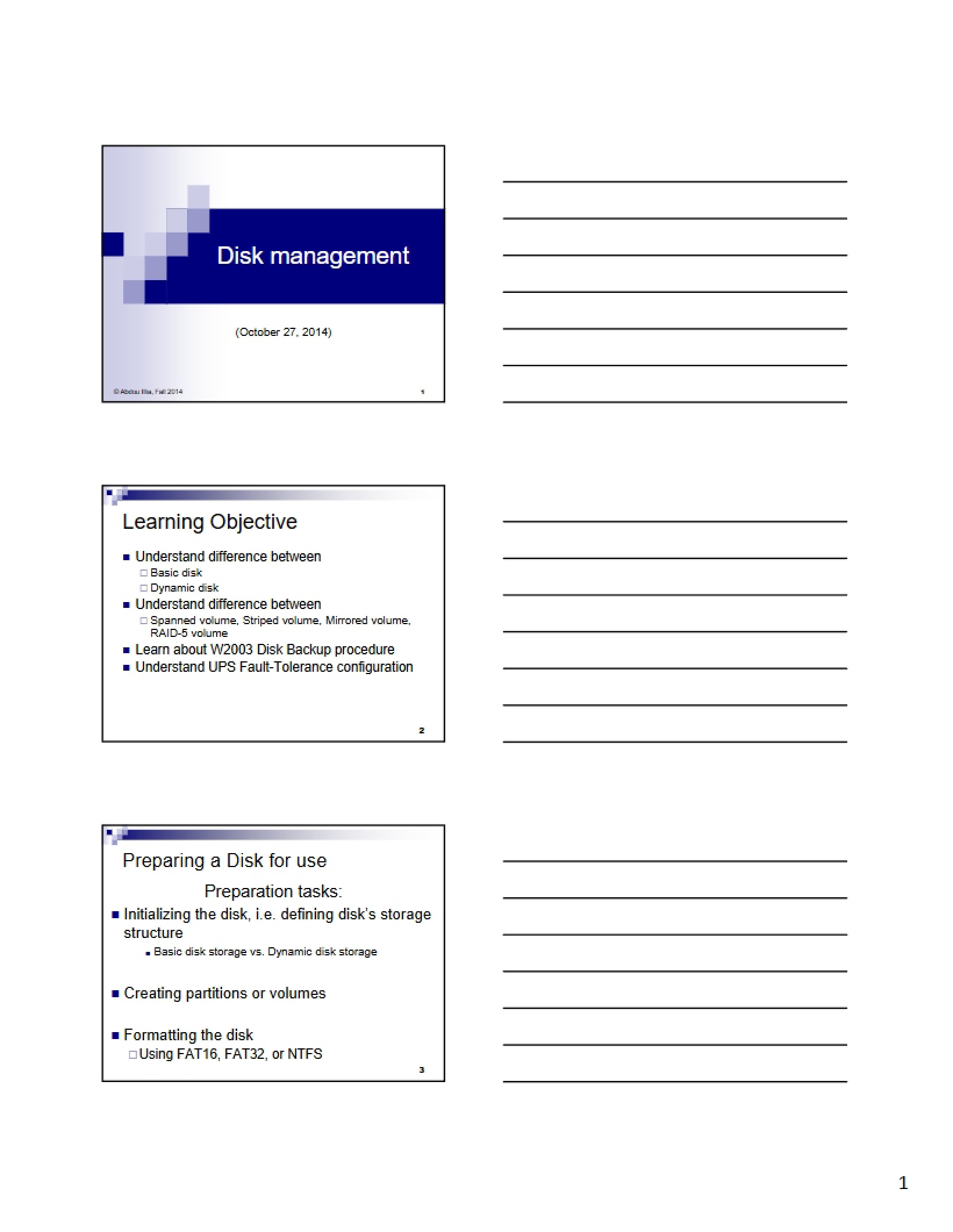 Disk Management Instructions