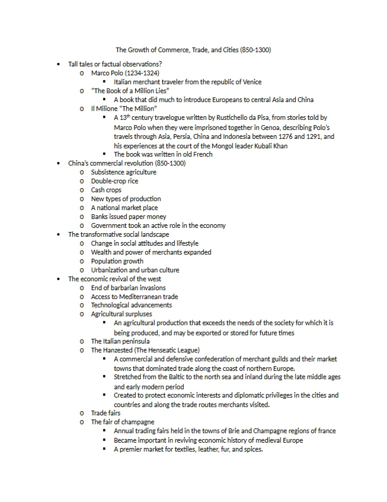 Notes for History 101
