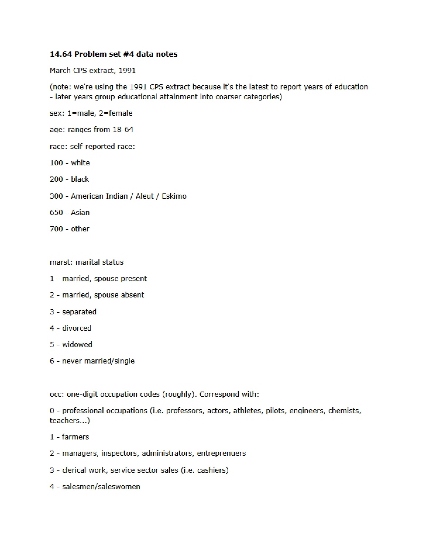Data Notes for Set 4