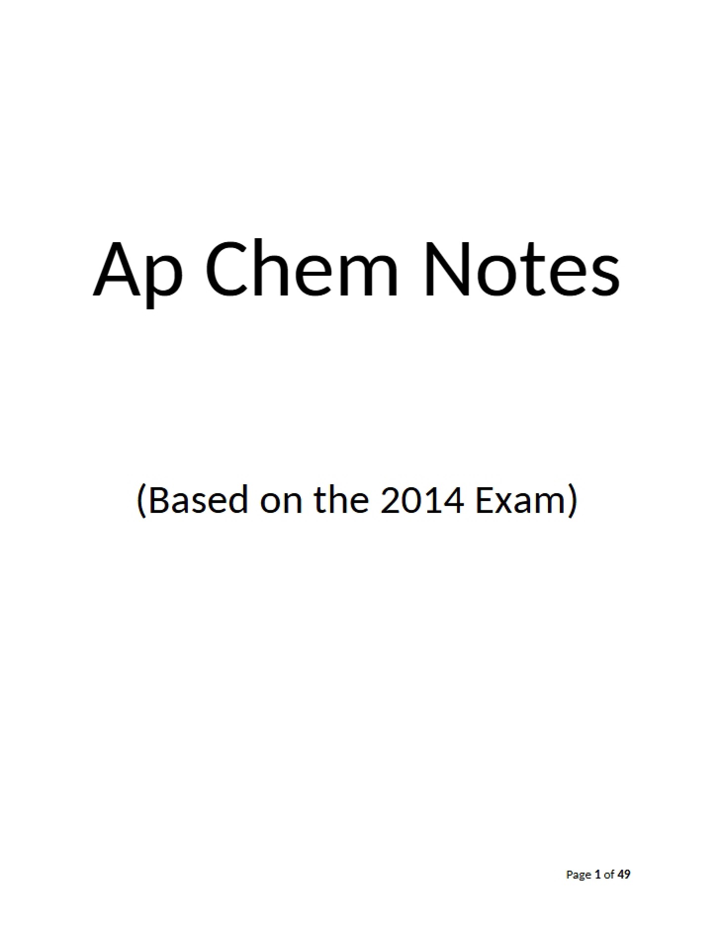 Chemistry Class Notes