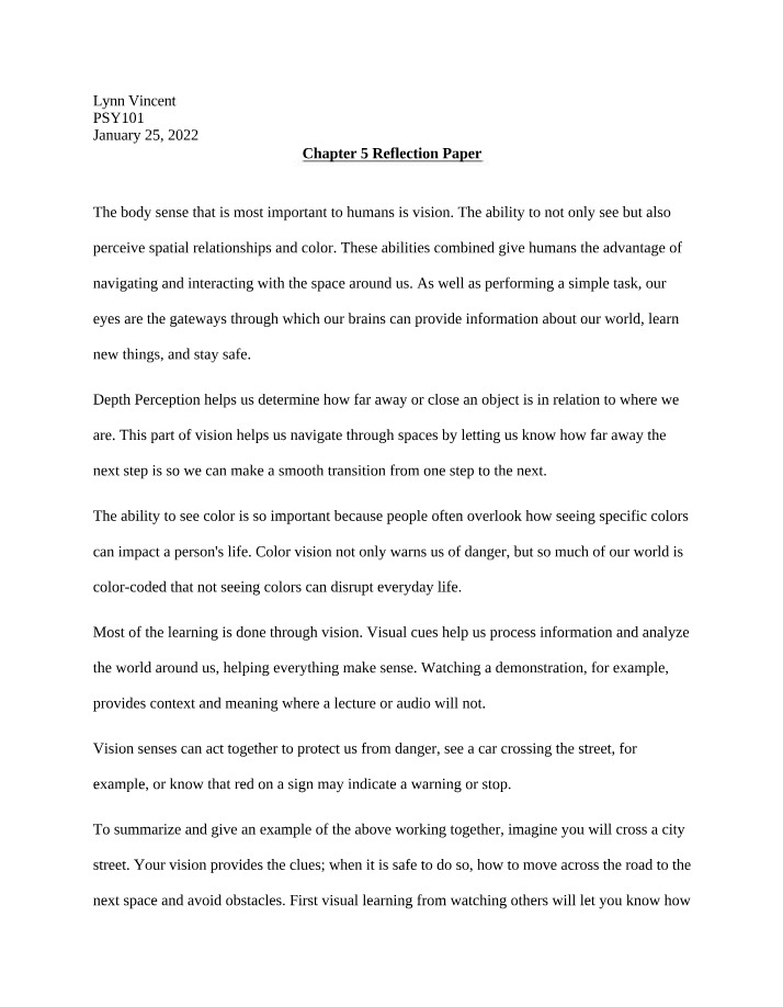 Reflection Paper for Chapter 5