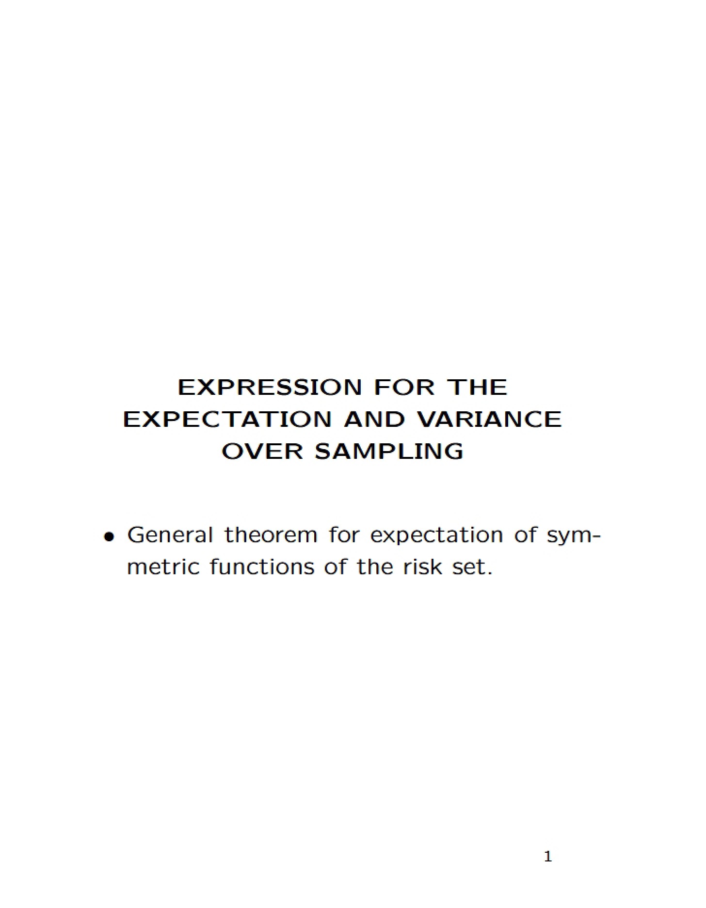 Sampling Information Expectations (June 20, 2011)