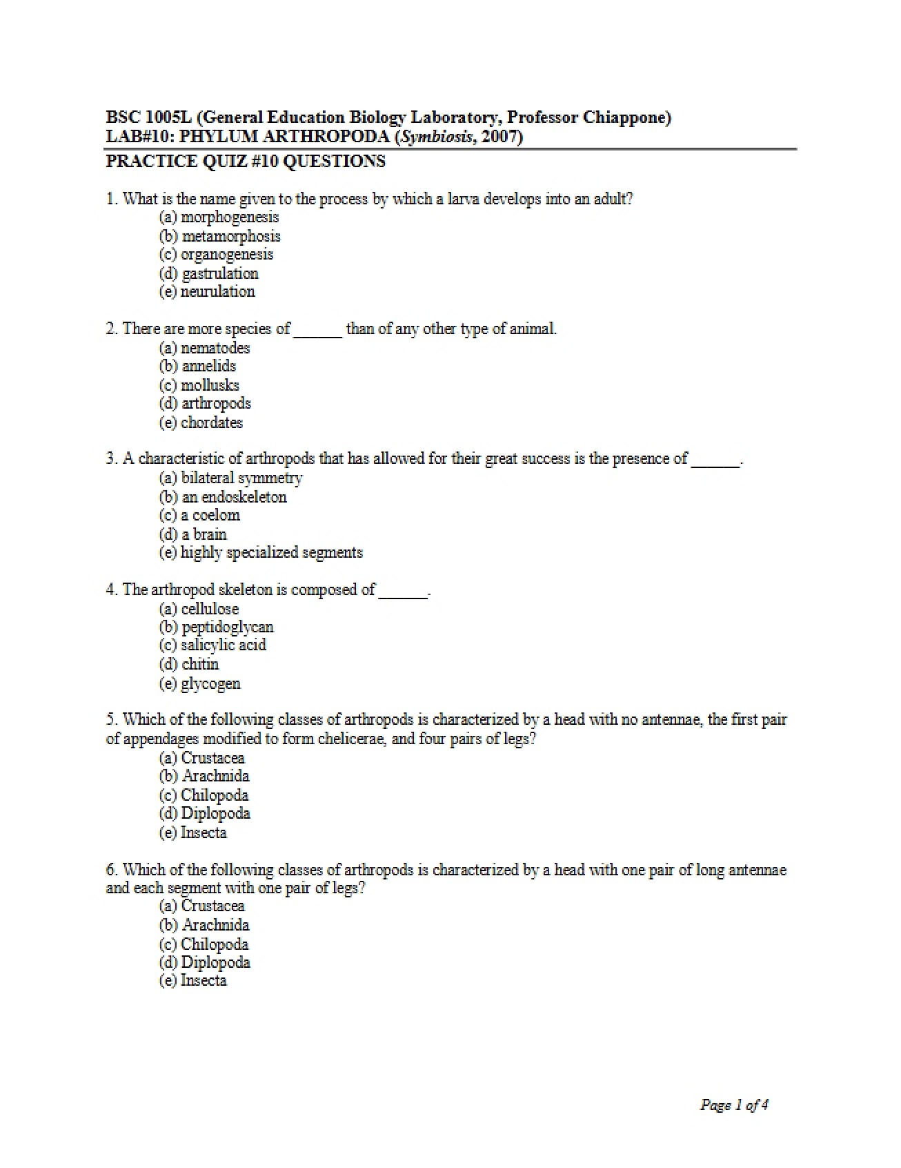 Ten Question Practice Quiz