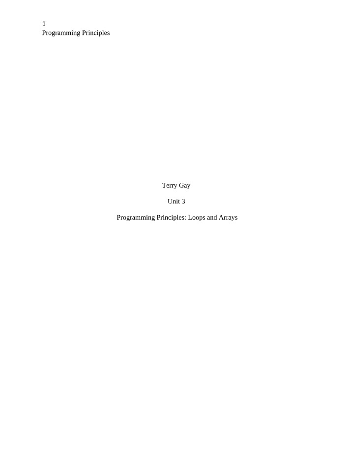 Programming Principles - Loops, Arrays, and Constants