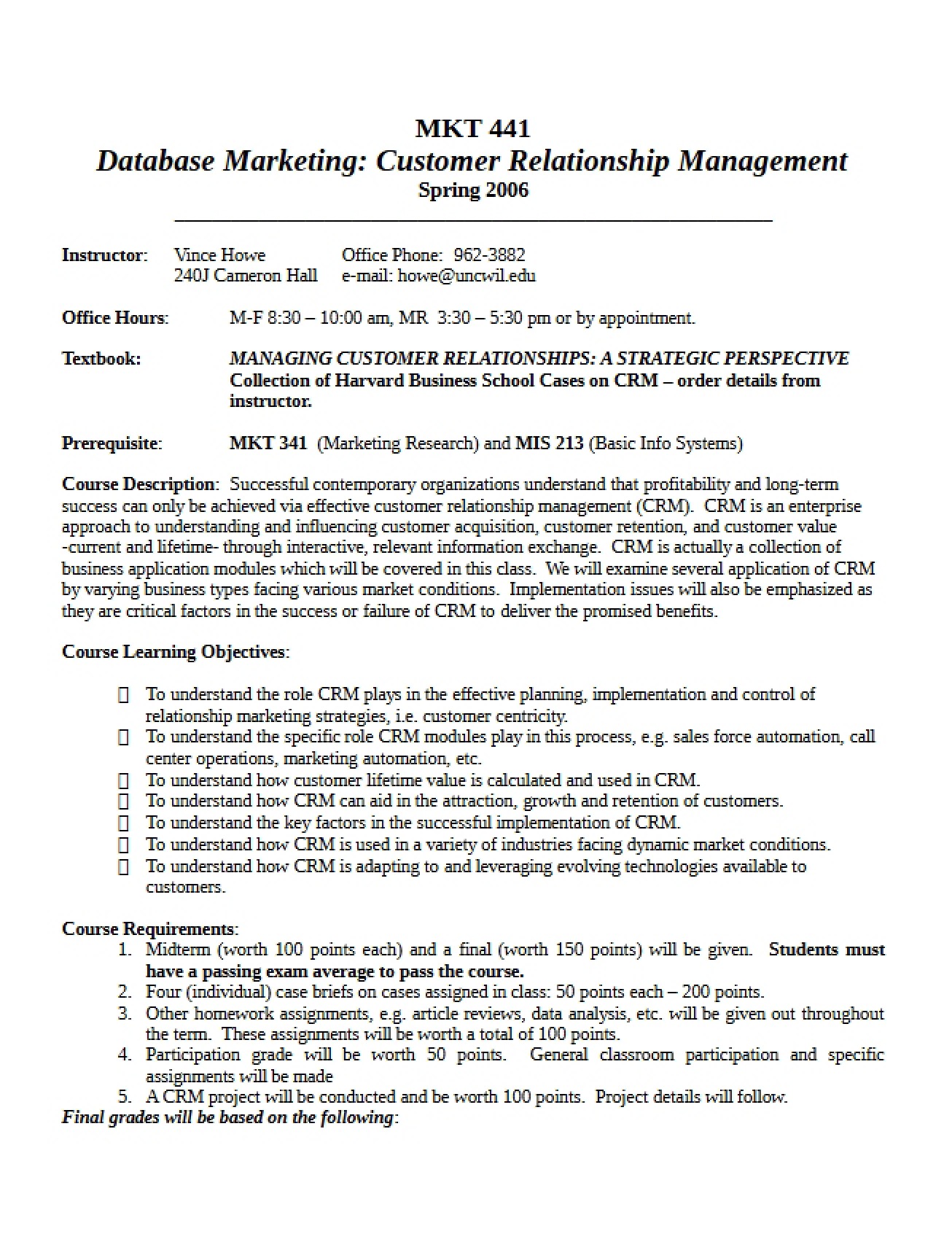Marketing via Database