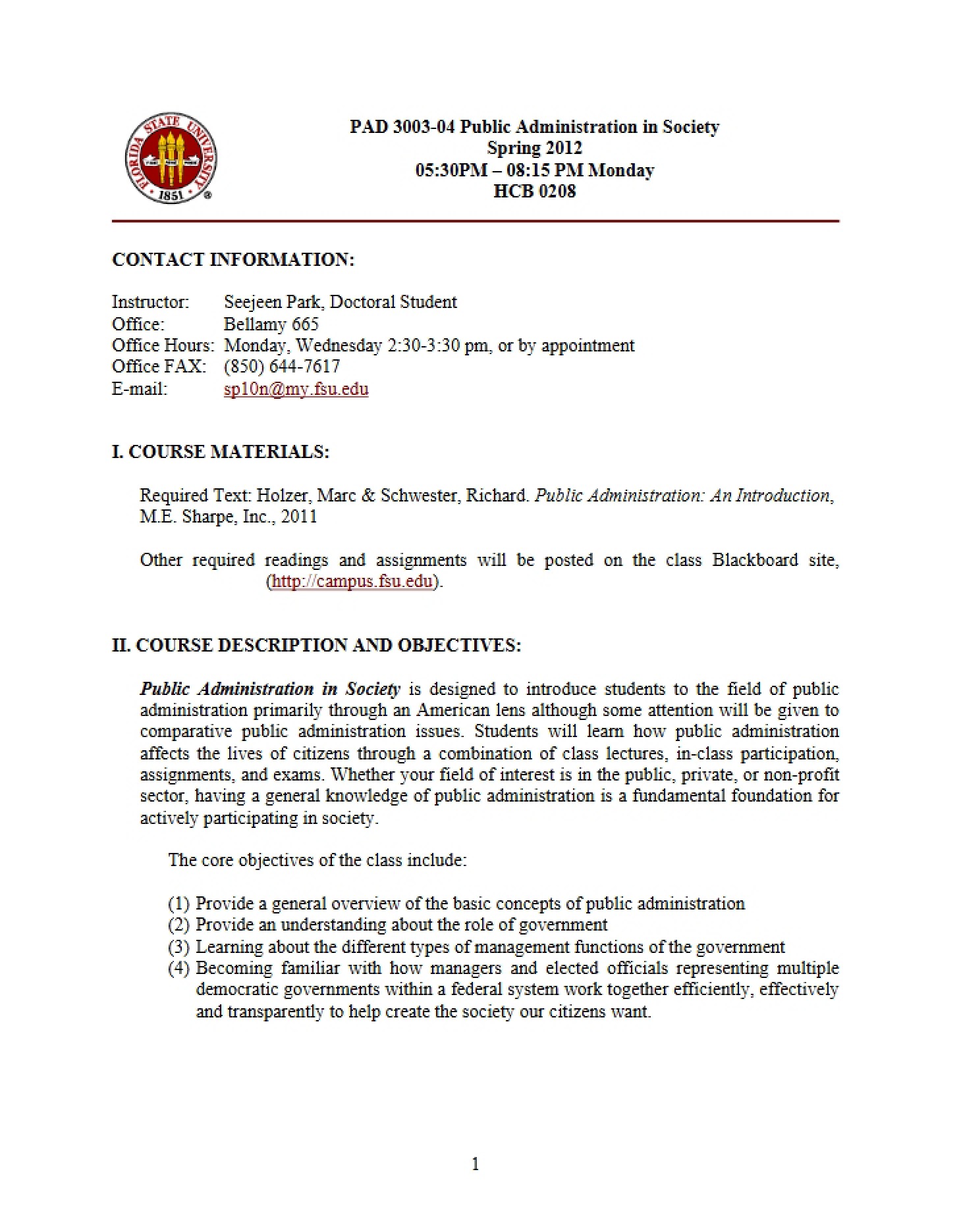 Course Syllabus