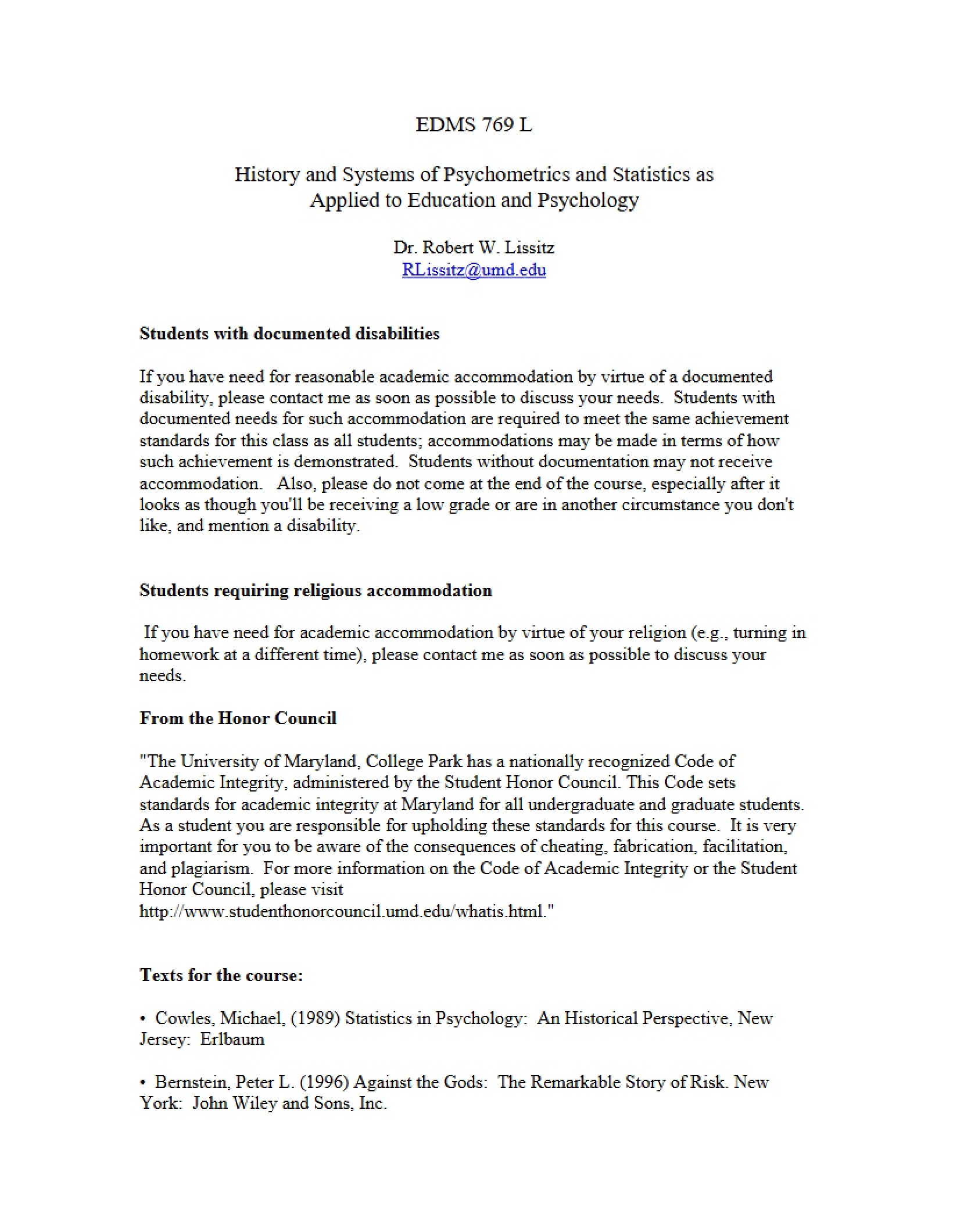 Syllabus for Longitudinal Data
