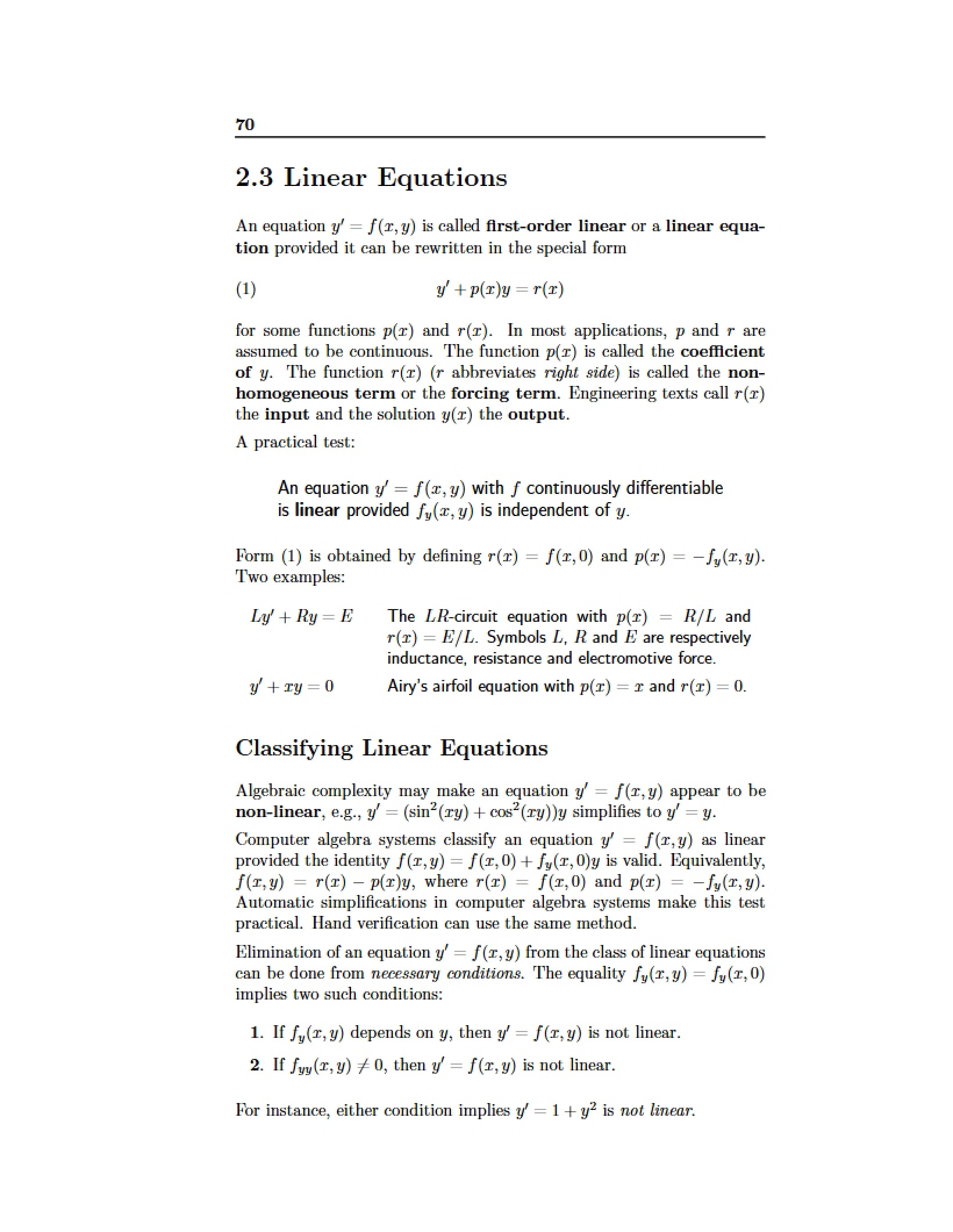 Equations of Linearity