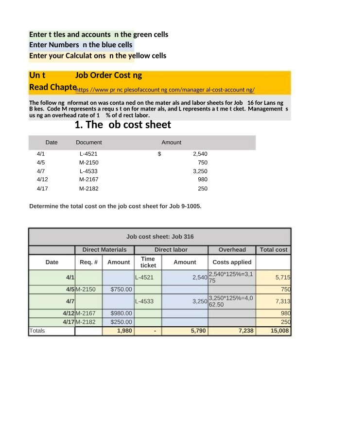 Unit 3 - Job Order Costing