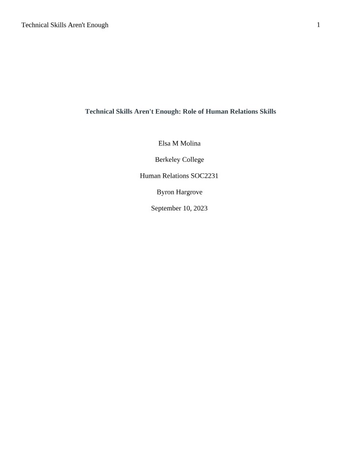 Workplace Importance of Human Relations Skills
