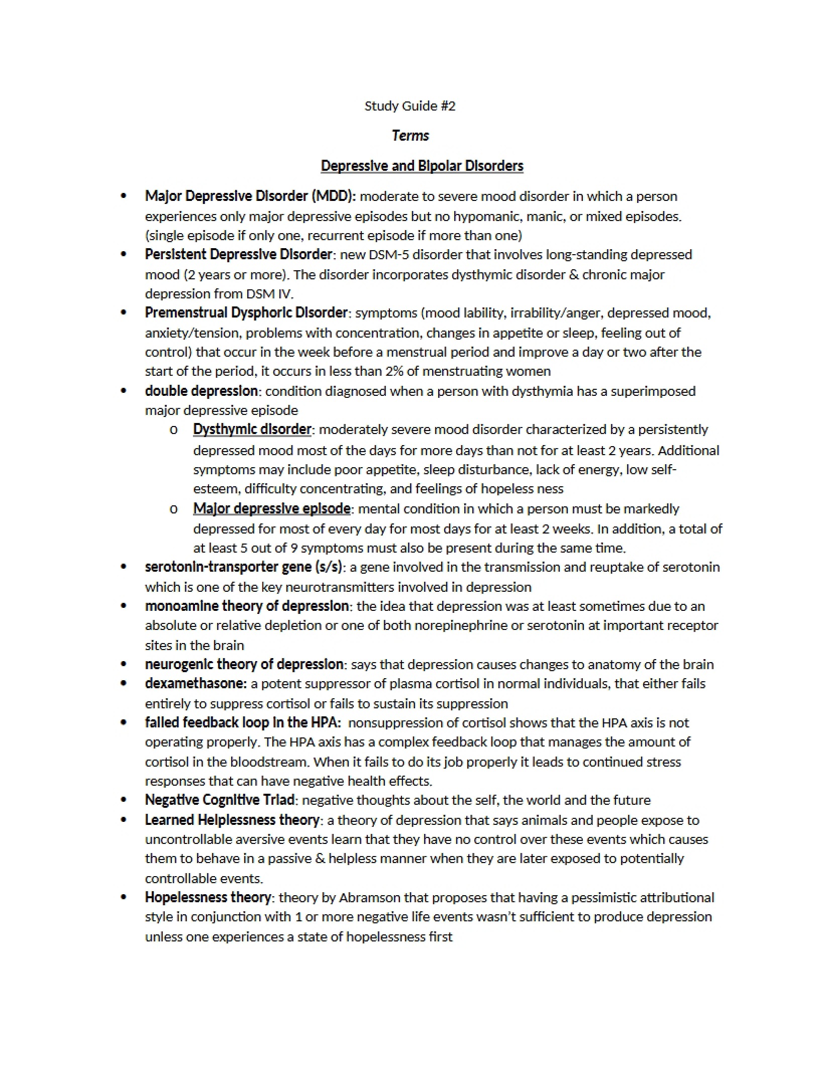 Bipolar and Depressive Disorders