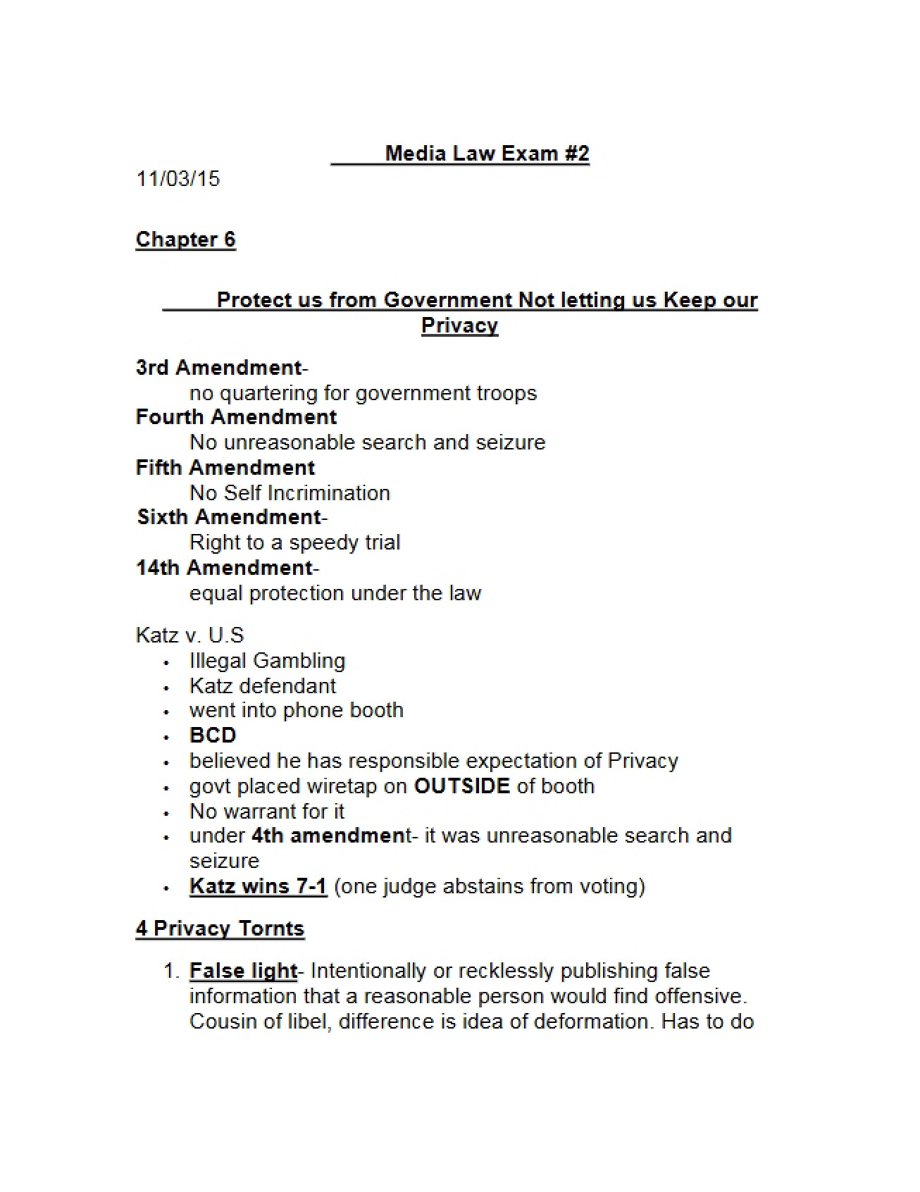 Second Examination for Media Law
