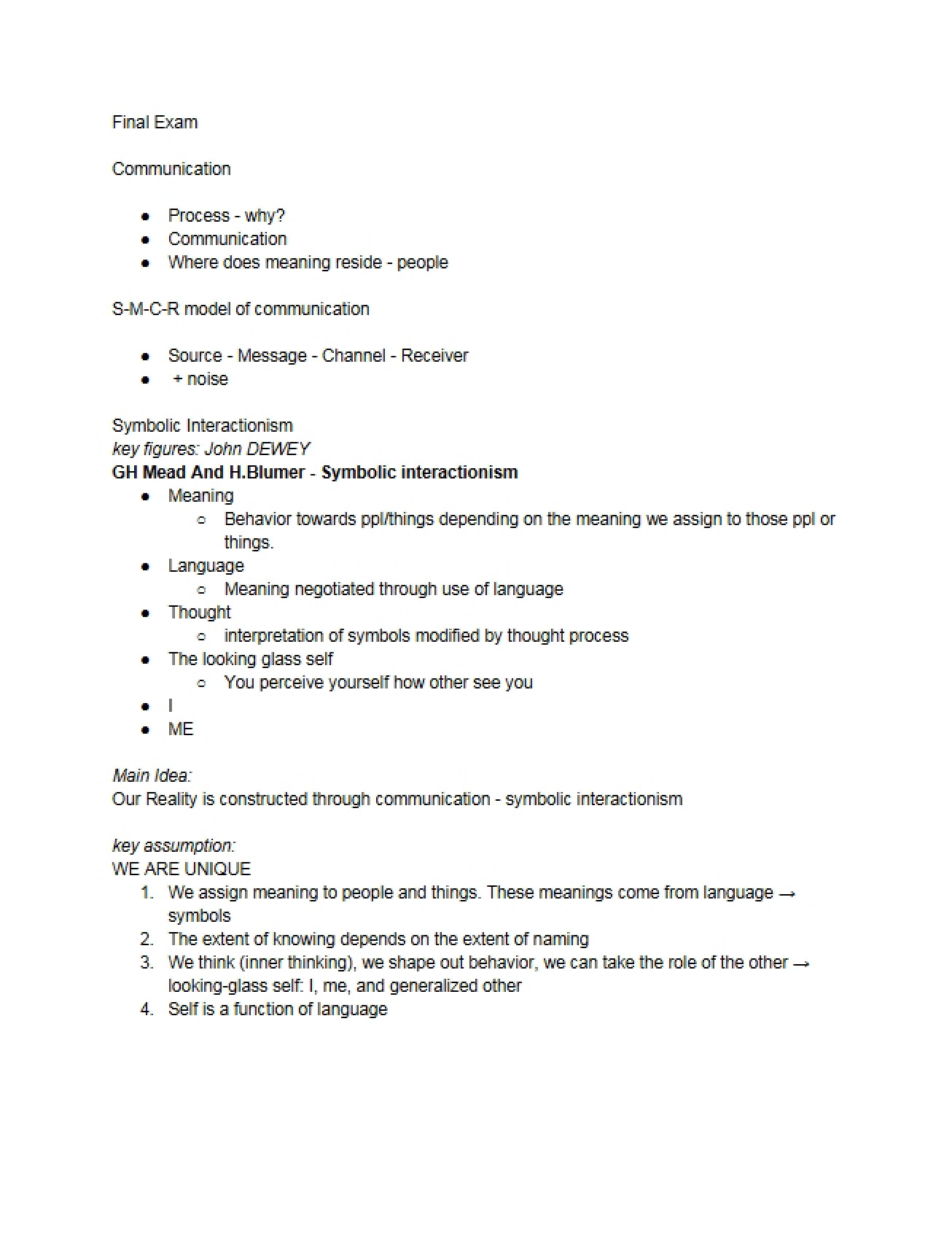 Final Exam for COM 230