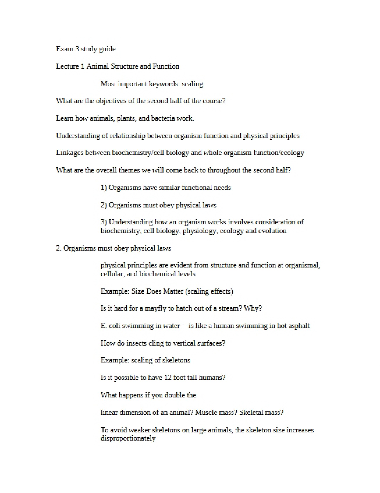 Biology Exam 3 Study Guide