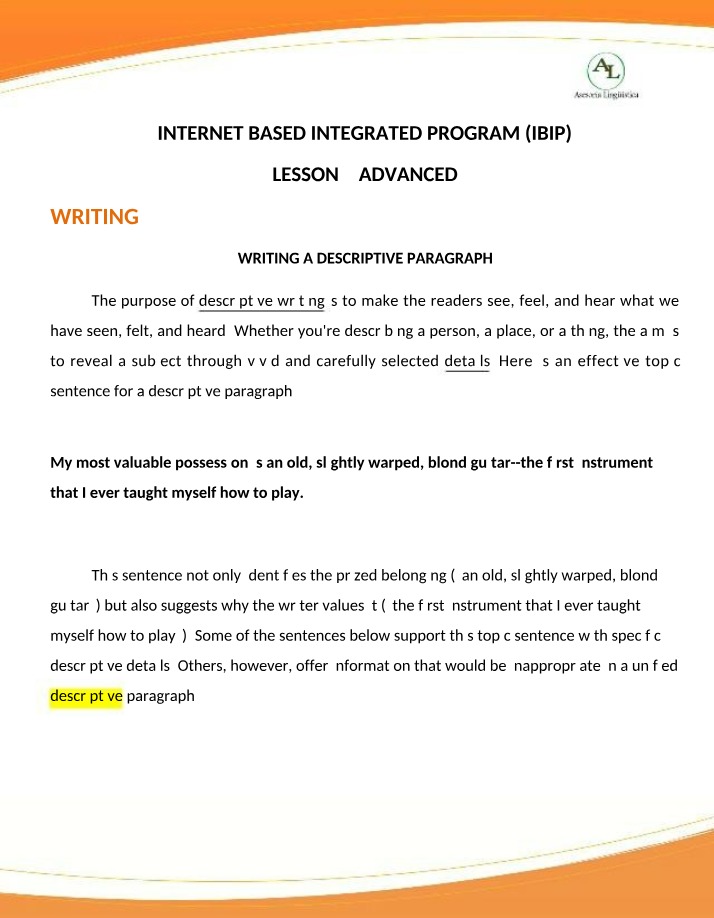 Writing a Descriptive Paragraph Revealing Beauty