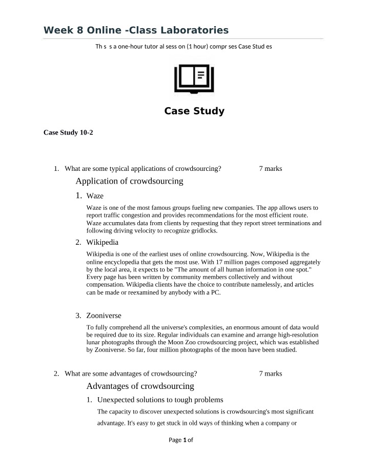 Week 8 Case Study - Online Class Laboratories