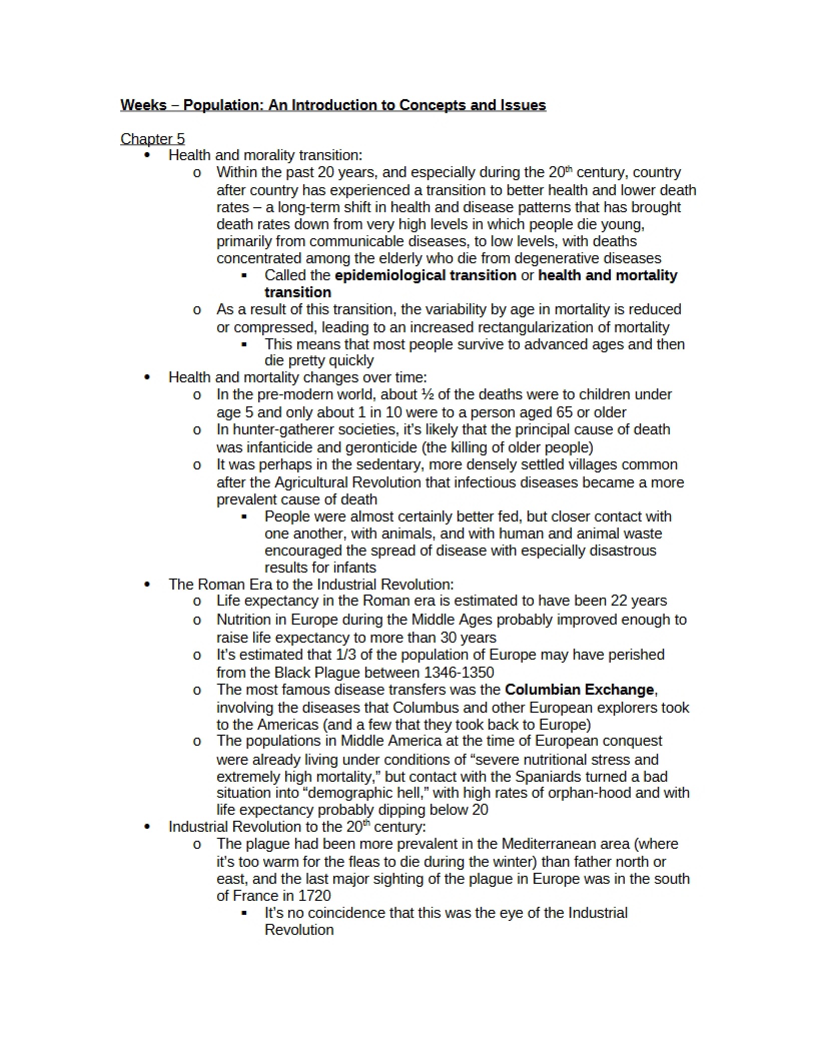 Introduction to Population Concepts (Weeks)