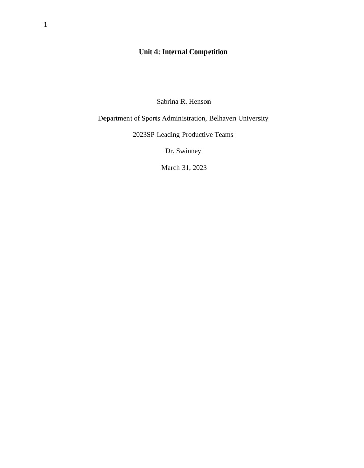 Internal Competition - Unit 4