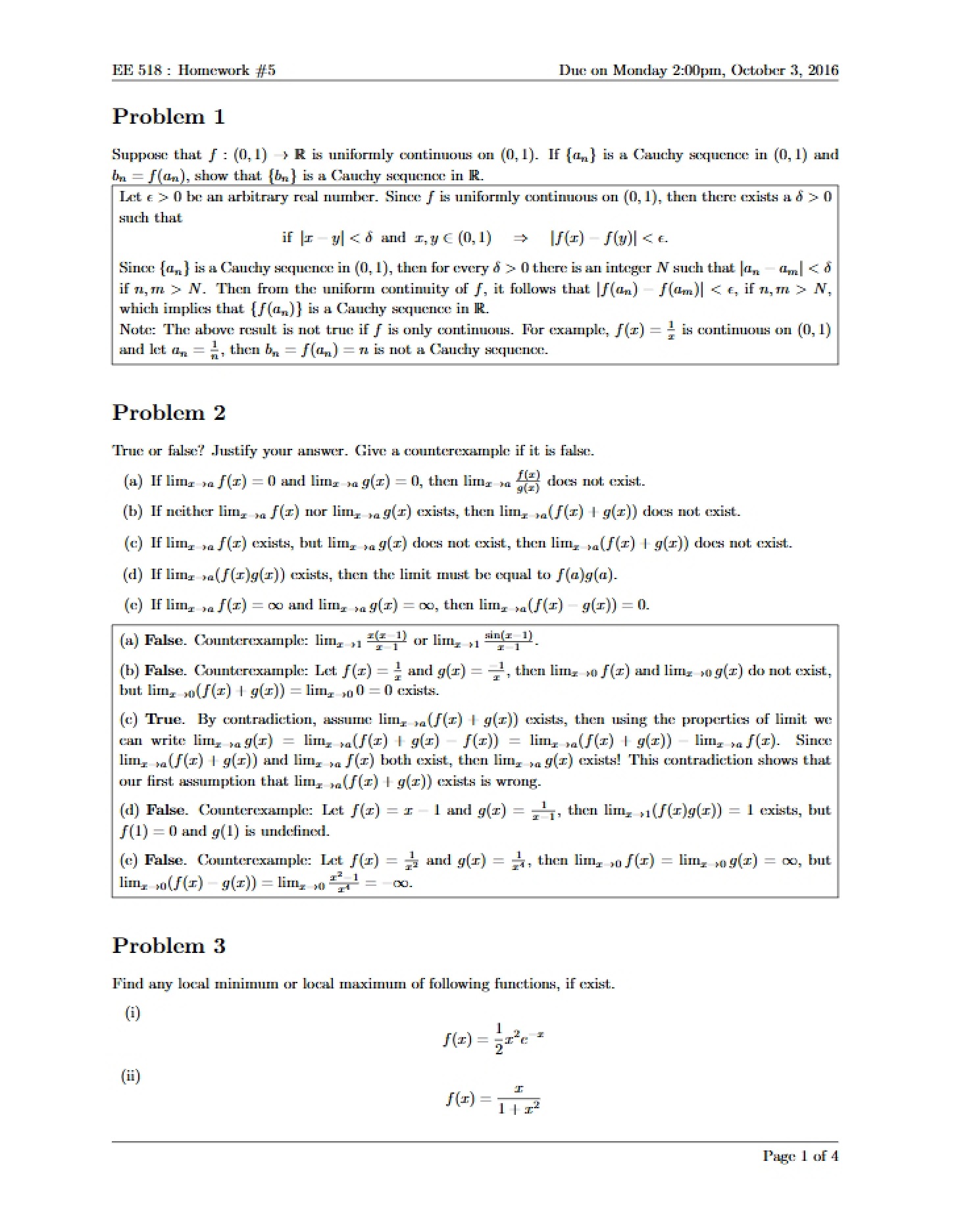 Solutions for Assignment Five