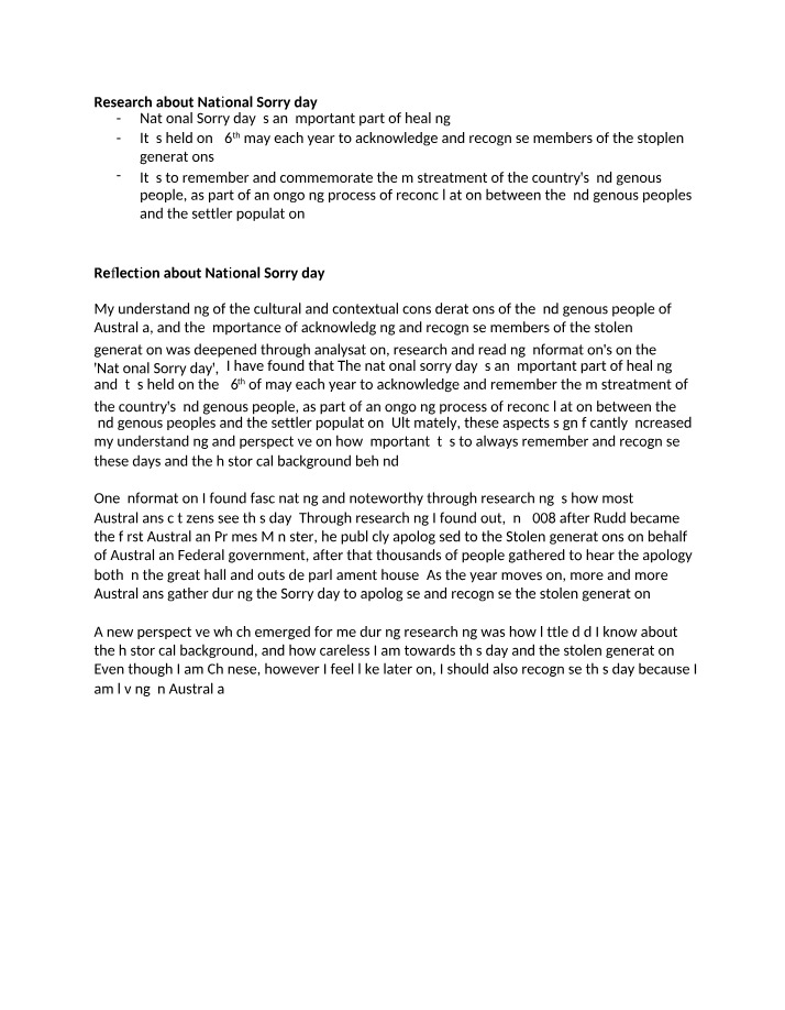 National Sorry Day Reflection