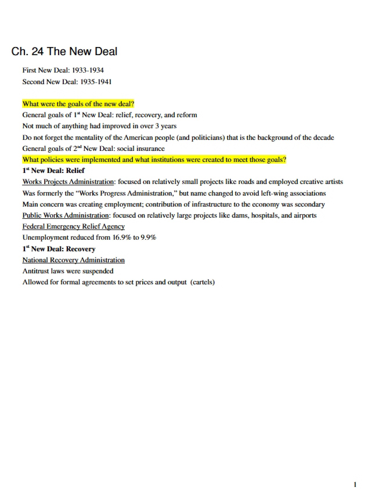 Chapter Twenty-Four An Analysis of the New Deal