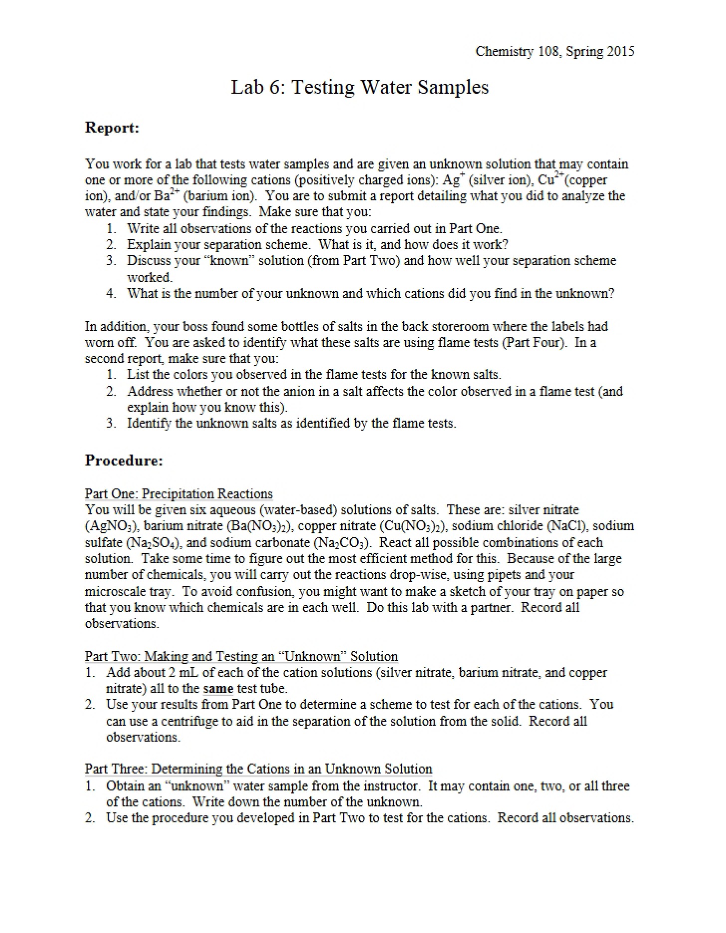 Analysis (Qualitative) Lab Six