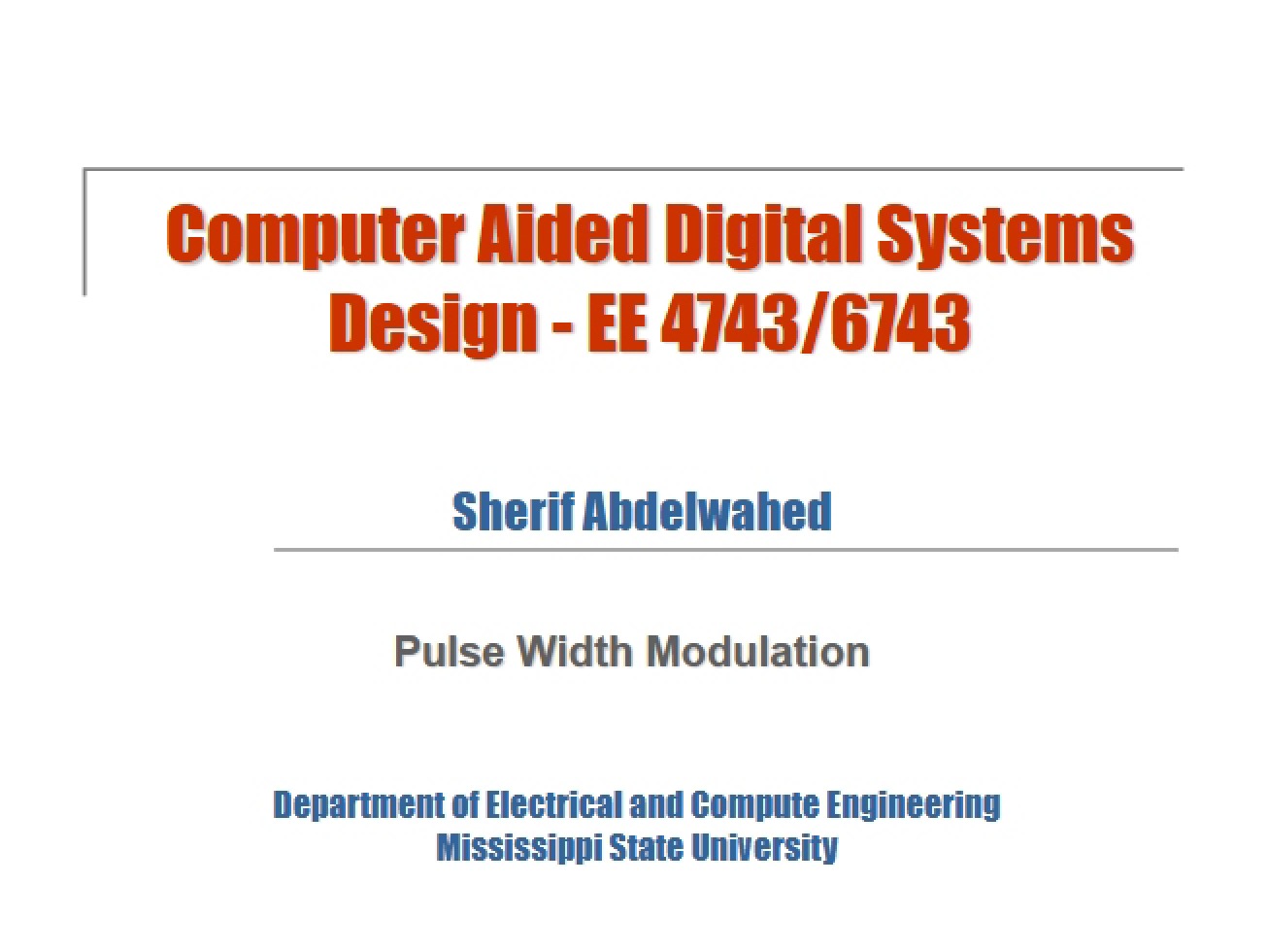 Digital System (Computer Aided)