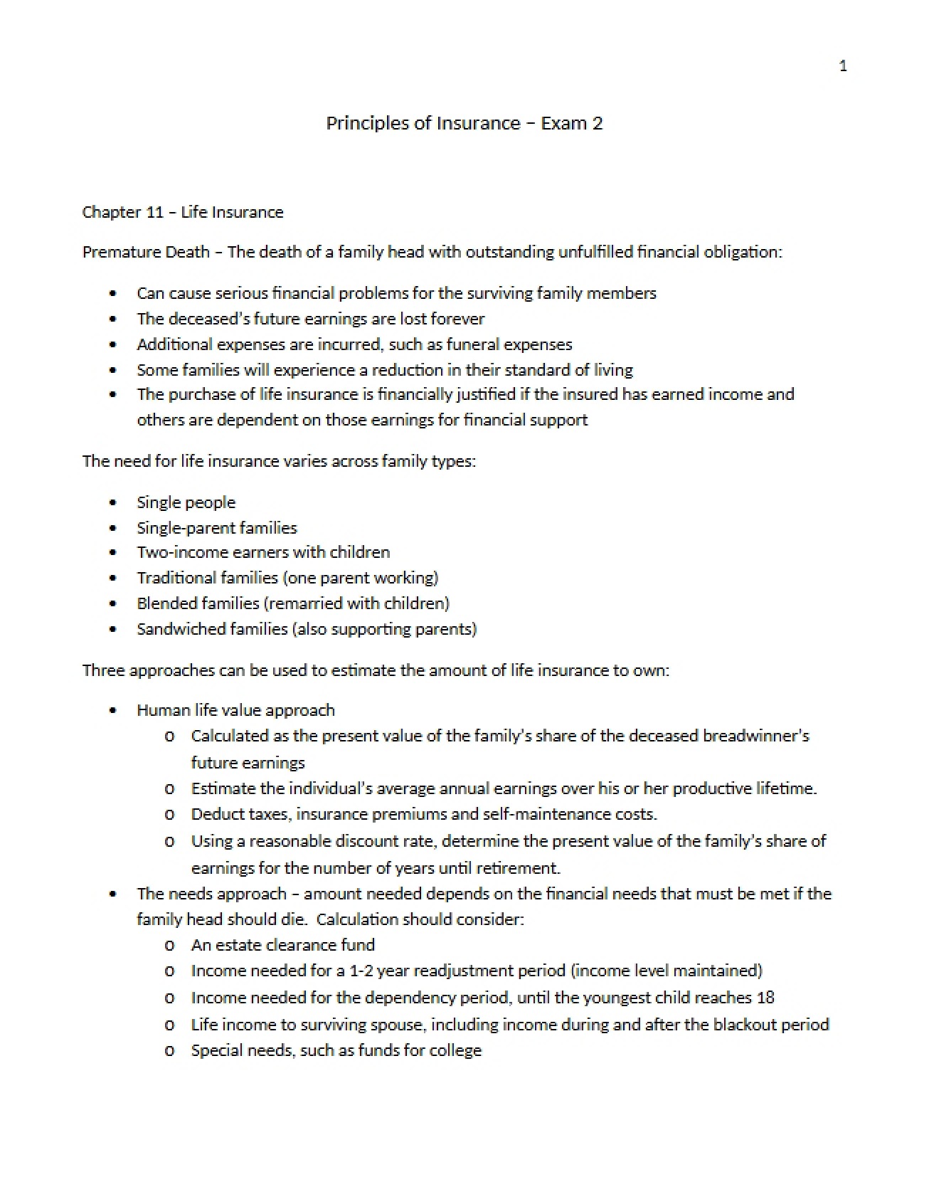 Second Exam Insurance Principles