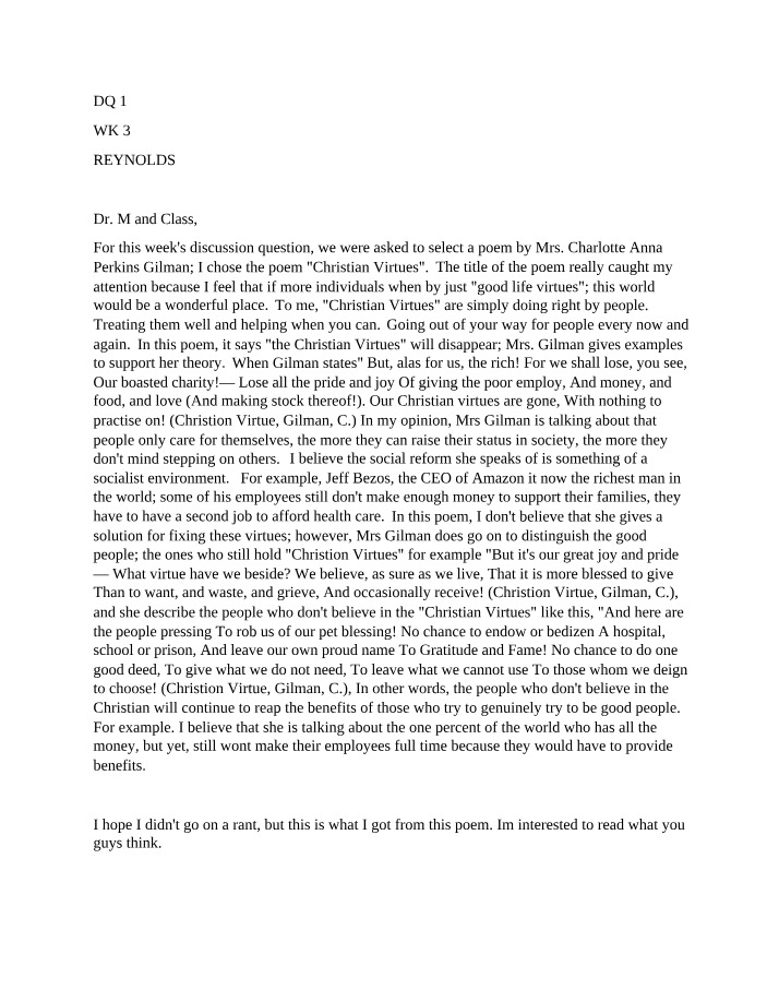 Poem Analysis and Discussion - Christian Virtues