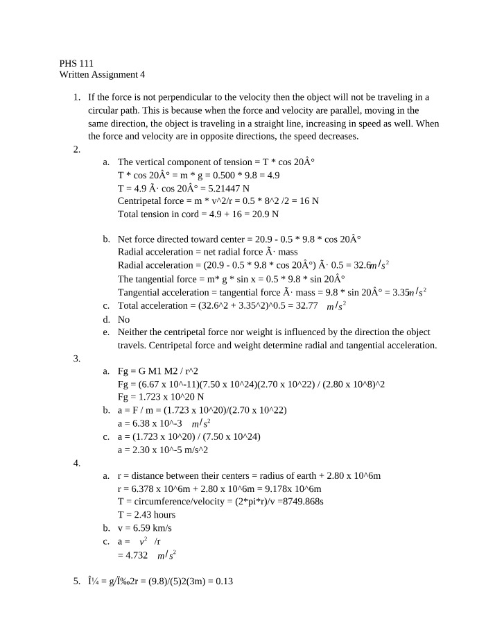 Relationship Between Forces and Circular Motion