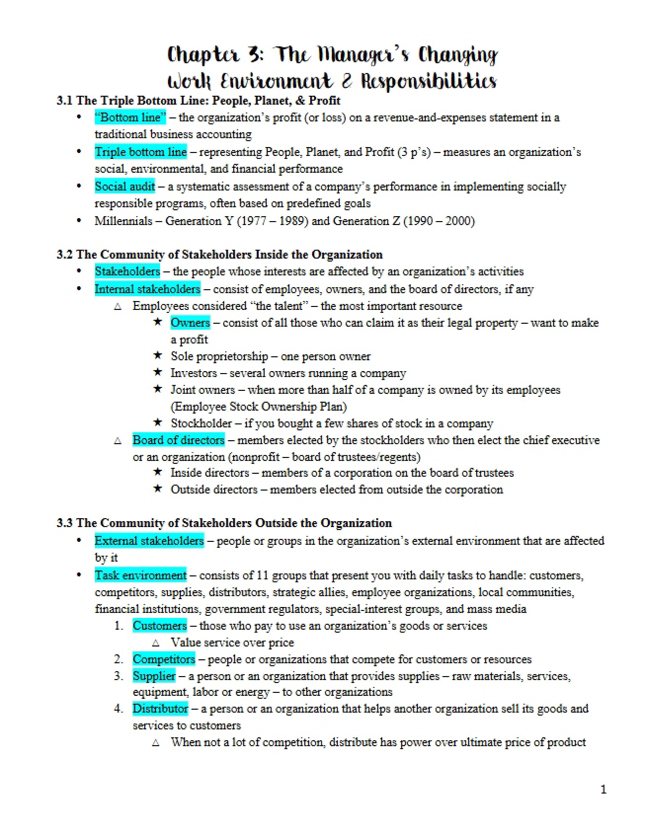 Managerâ€™s Changing Work Environment (Chapter 3)