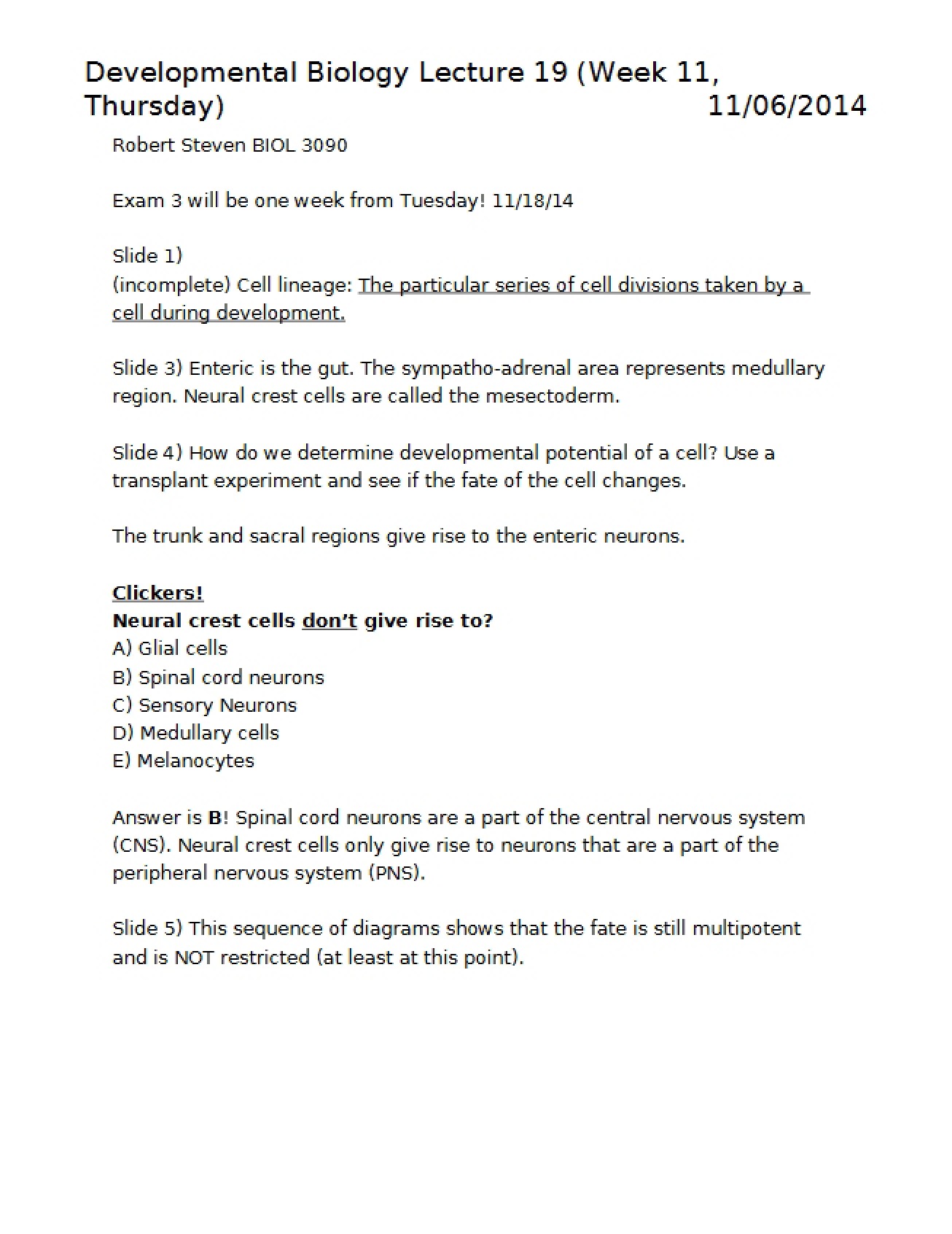 Lecture 19 Developmental Biology