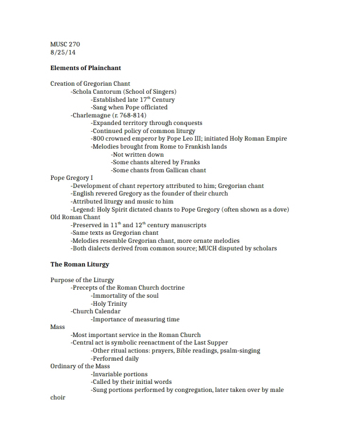Notes for Aug 25, 2014