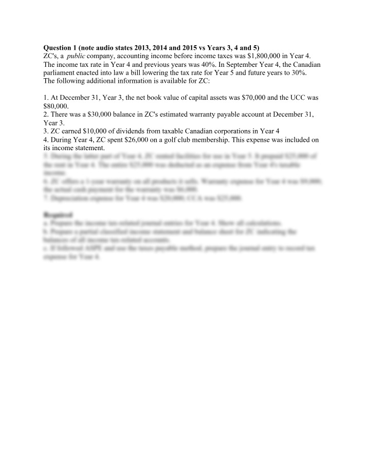 ZC Year 4 Income Tax and Financial Statements Draft