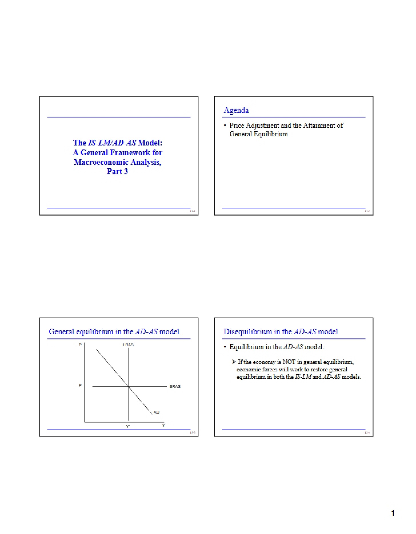 Part Three IS-LM-AD-AS Model Framework