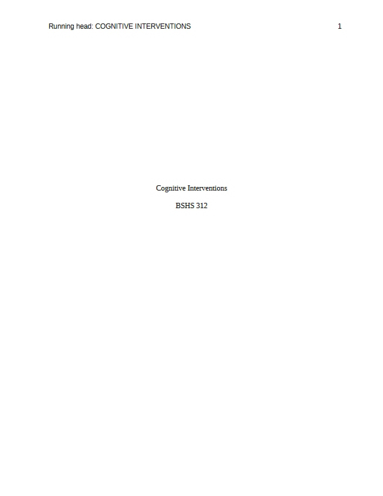 Cognitive Interventions