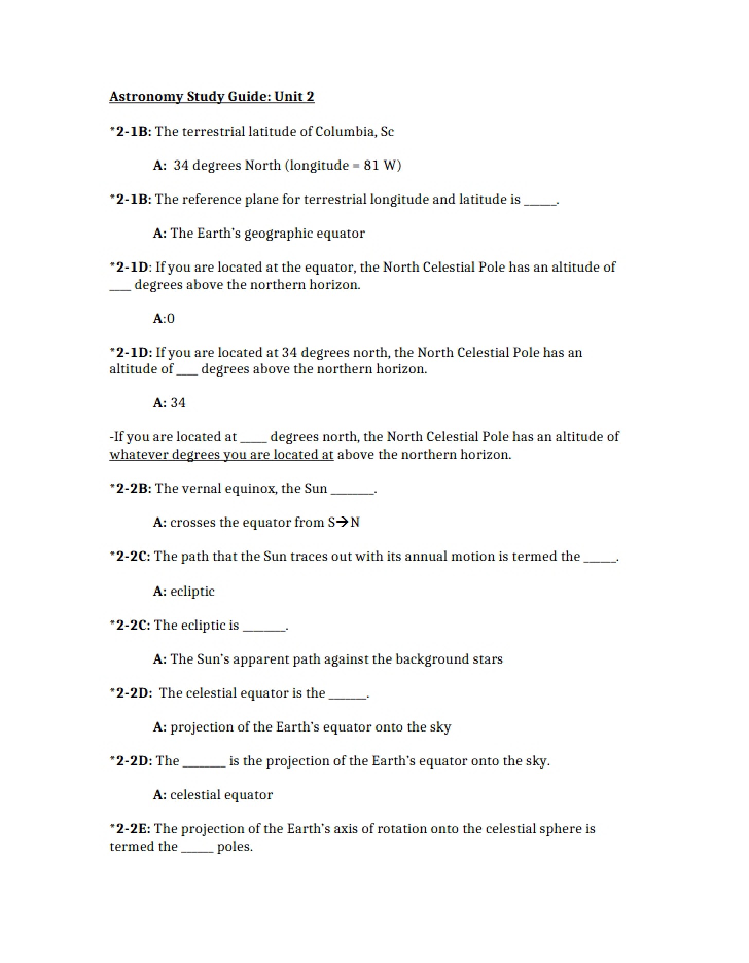 Unit Two Study Guide