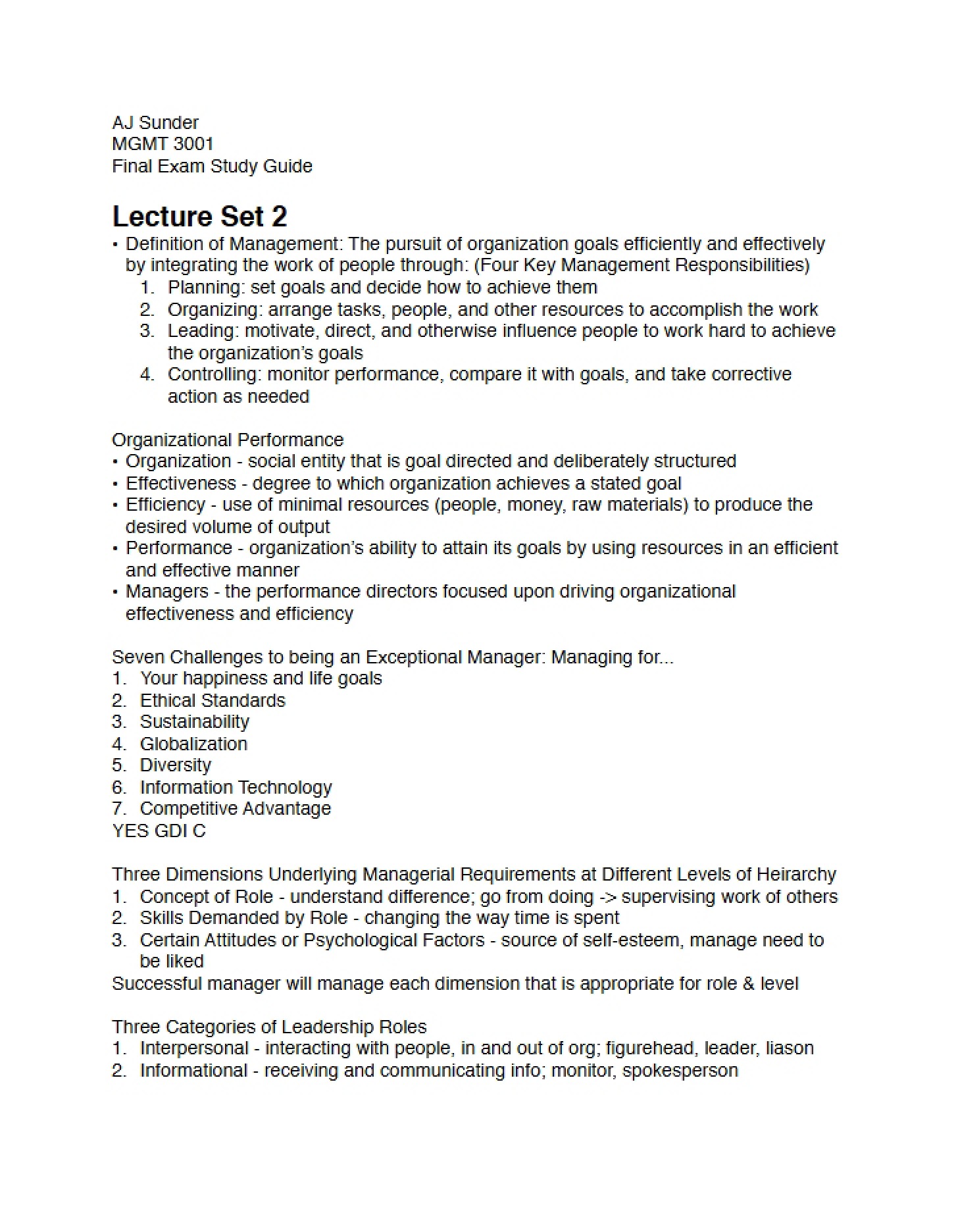 Study Guide for Final Exam