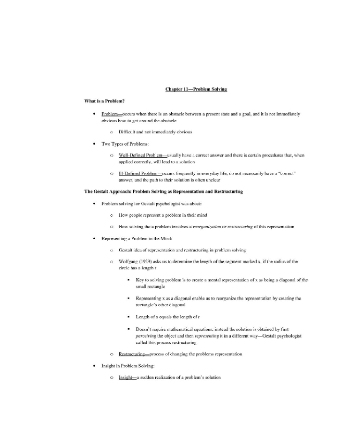 Chapter Eleven Summary for Cognitive Psychology