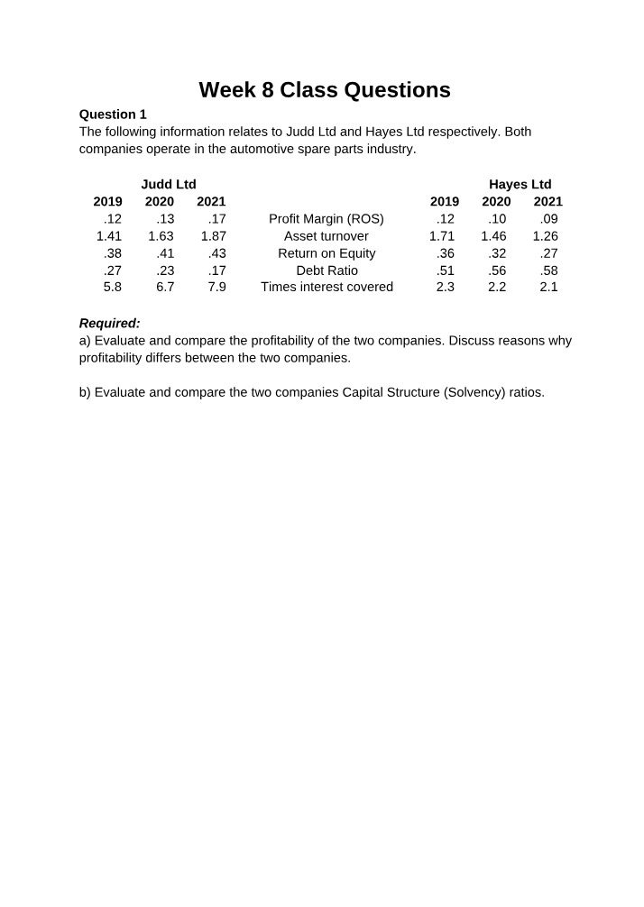 Class Questions for Week 8