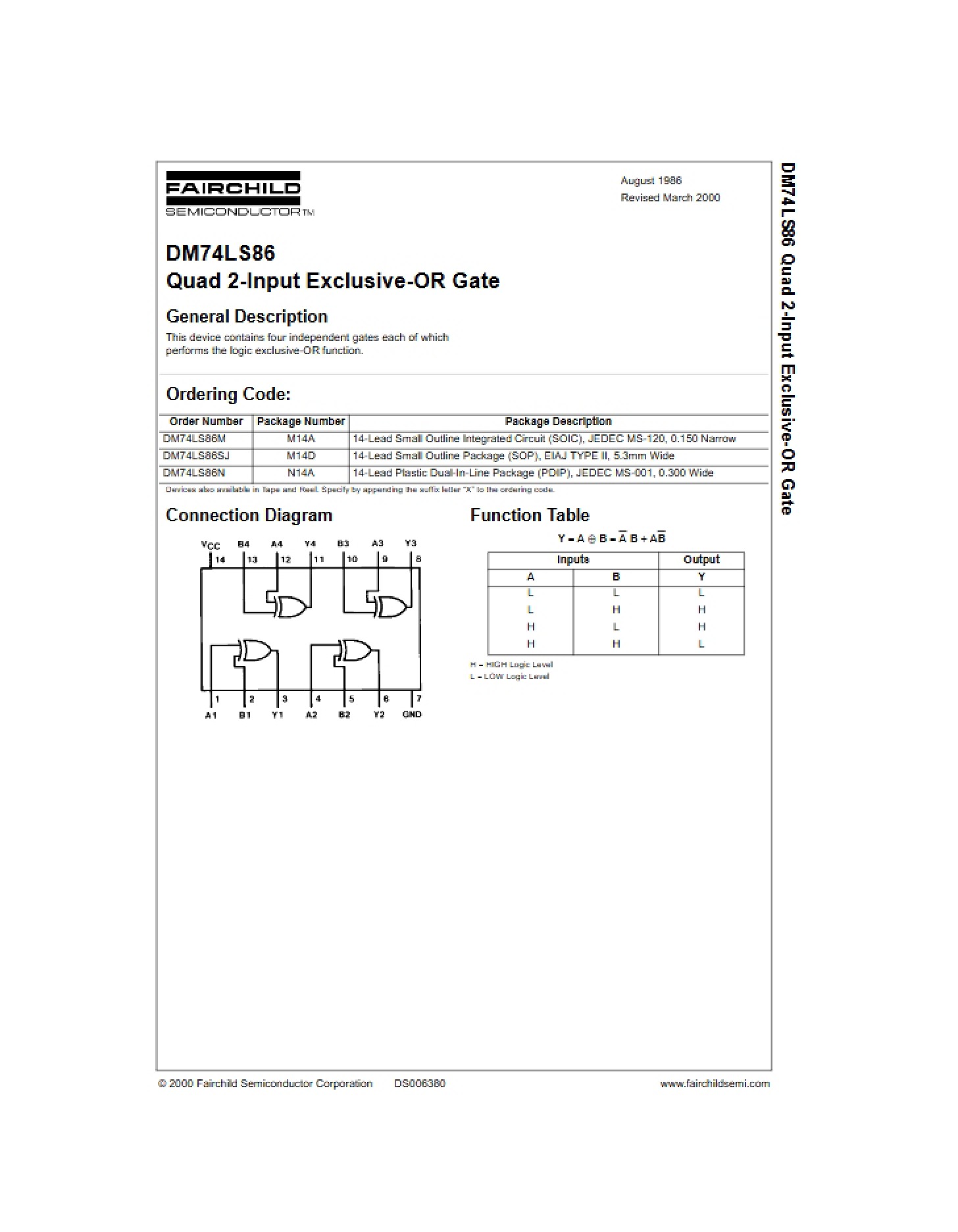 Specifications DM74LS86