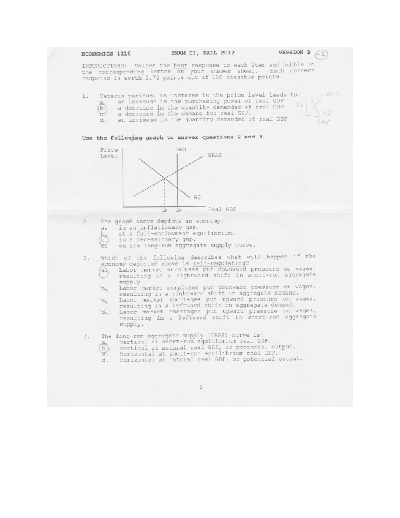 Second Exam for Principles of Macroeconomics