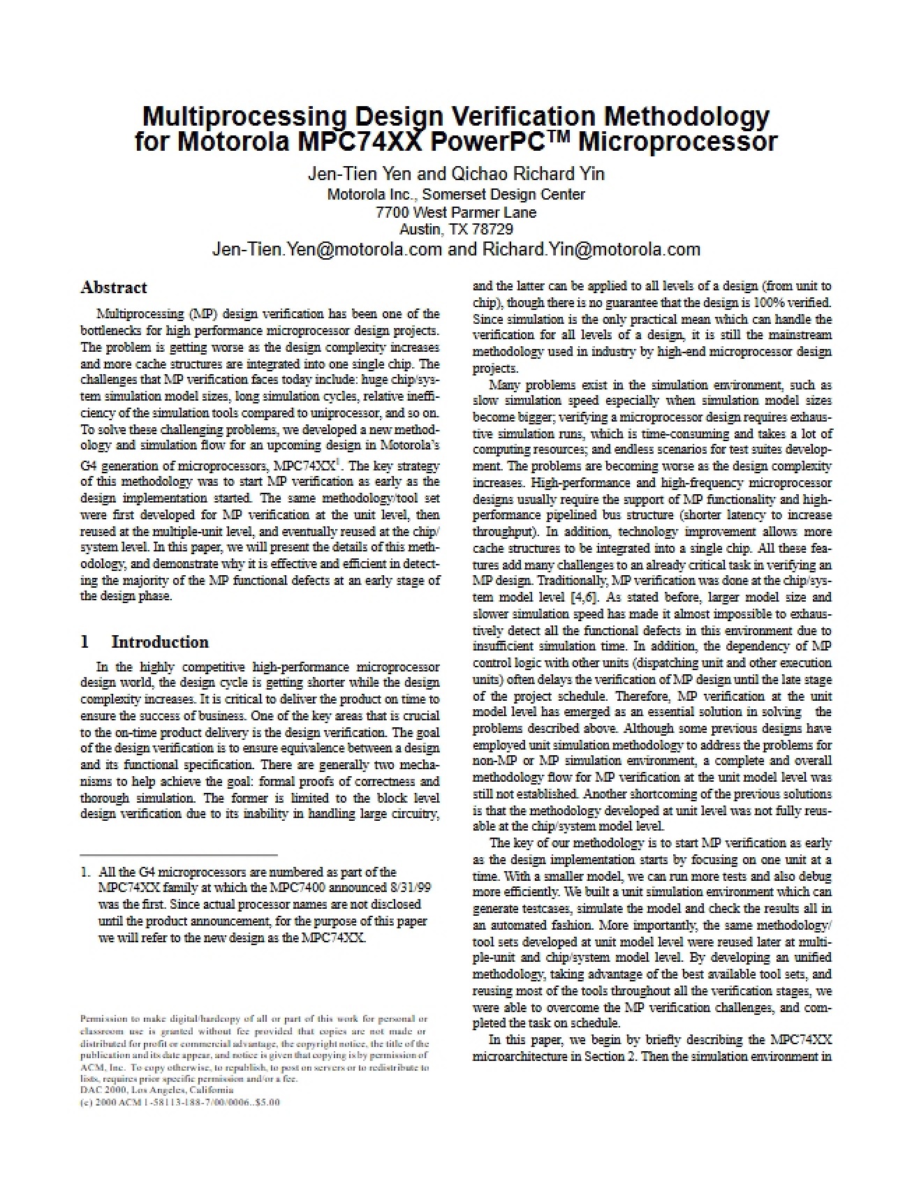 Multiprocessing Design Verification Methodology