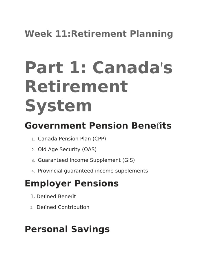 Retirement Planning - Week 11