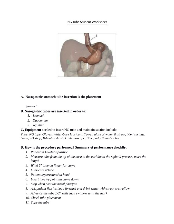 Equipment, Complications, and Procedure for NG Tube Insertion