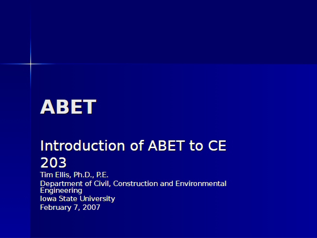Overview of ABET in Engineering Synthesis