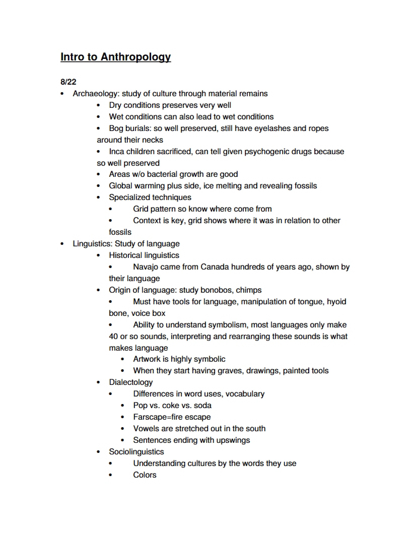 Intro to Anthropology Concepts